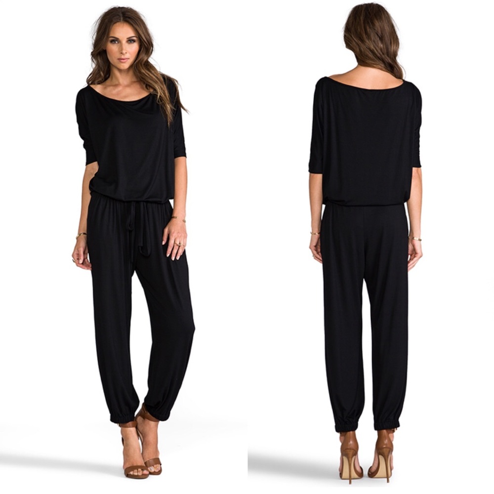 Rachel Pally Black Wallace Drawstring Jumpsuit S